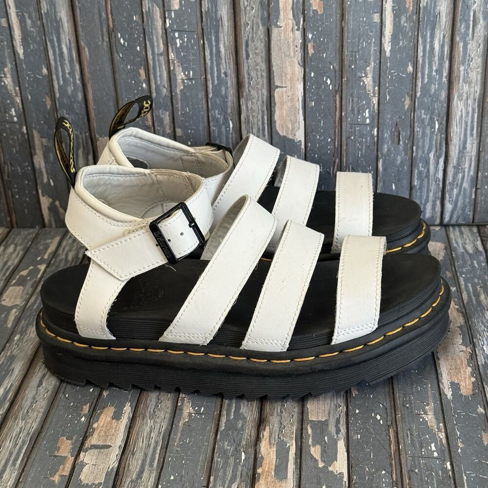 Dr. Martens Blaire Hydro Leather Platform Sandals White Women's US 8
